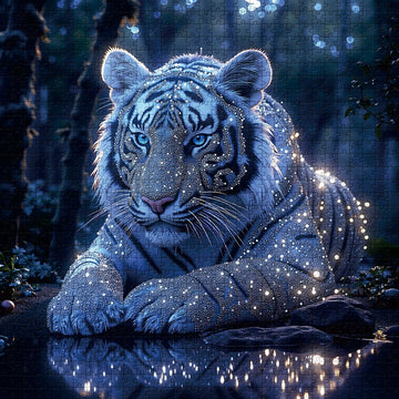 Rompecabezas de tigre iluminado por las estrellas, 1000 piezas